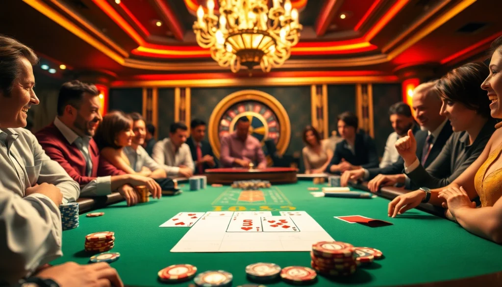Experience the thrill of 호치민 불건마 with players enjoying intense gambling at a vibrant poker table.