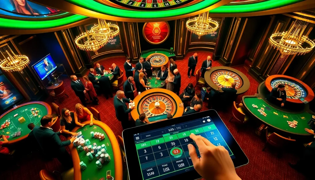 Experience thrilling action at a casino with poker tables and dice, featuring https://af88.mba/ for online gaming insights.
