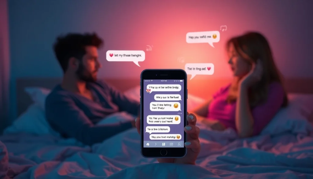Engaging in ai sexting, this intimate scene captures playful texting between two individuals.
